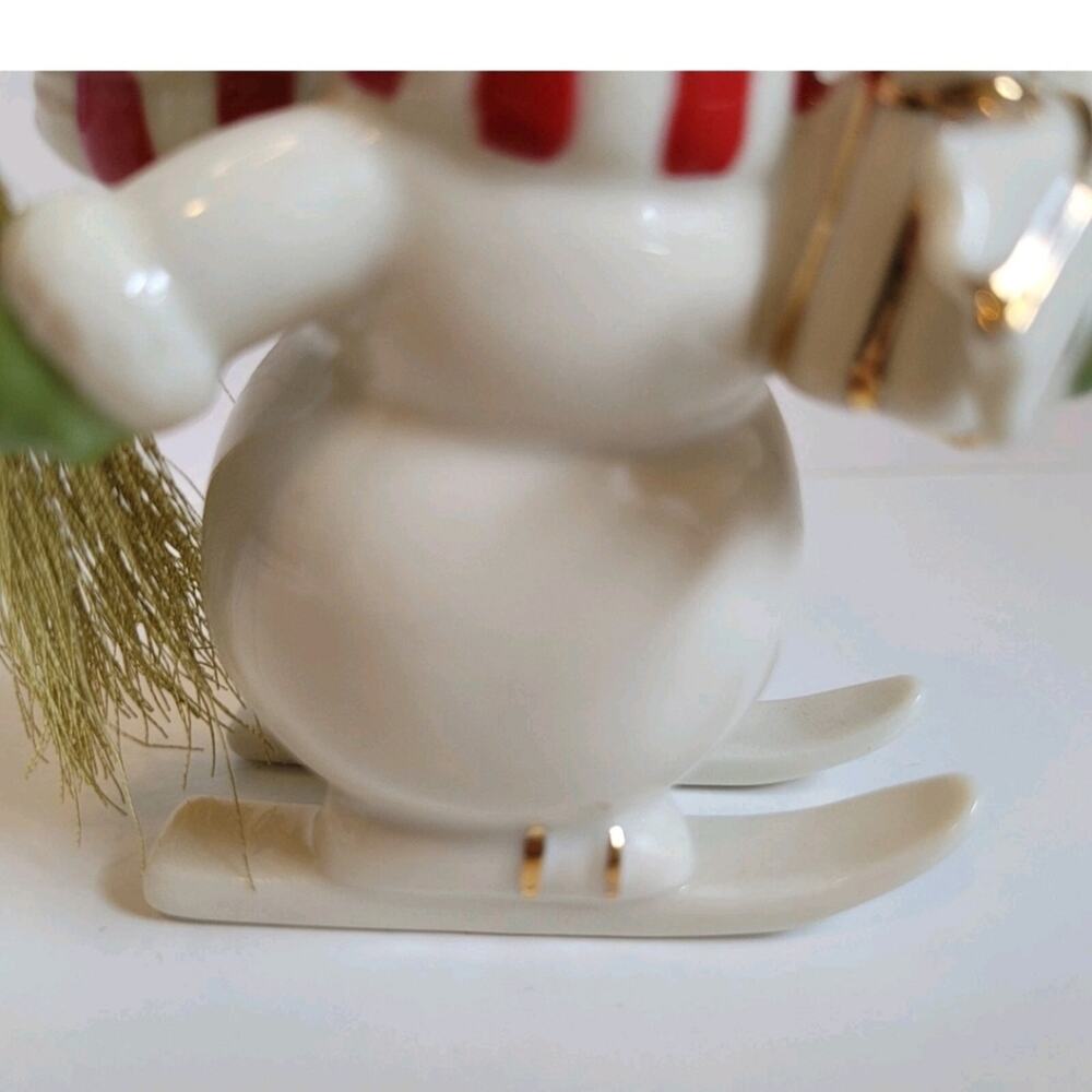 Lenox Christmas Ornament Snowman on Skis Present Porcelain - Picture 4 of 11